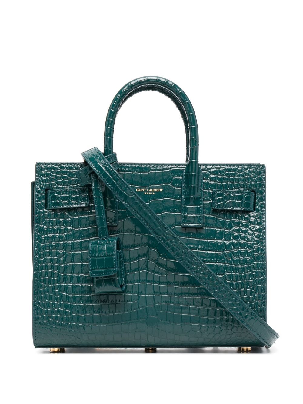 Image of Saint Laurent Leather Nano Sac De Jour Handbag Jade Green