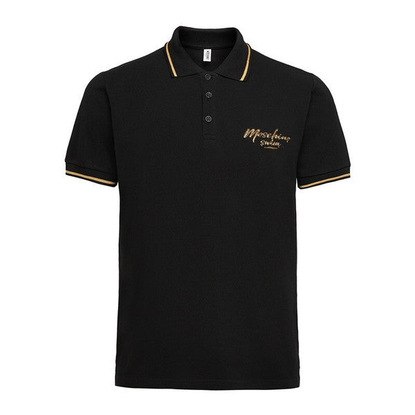 Image of Moschino Men's Gold Logo Polo Shirt Black