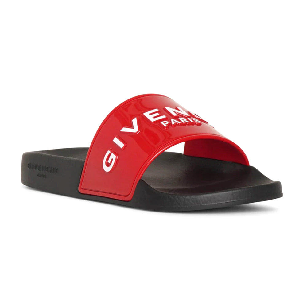 Image of Givenchy Women's Red Logo Pool Slide Sandals Black