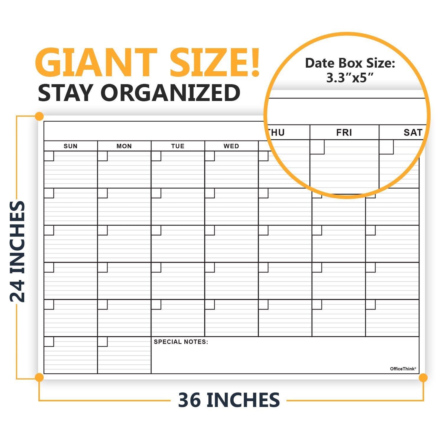 Laminated Jumbo Calendar 36" x 48" - OfficeThink