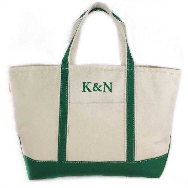 Large Canvas Boat Tote - Green