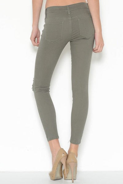 Distressed Skinny Jeans in Olive – The Poppy Boutique