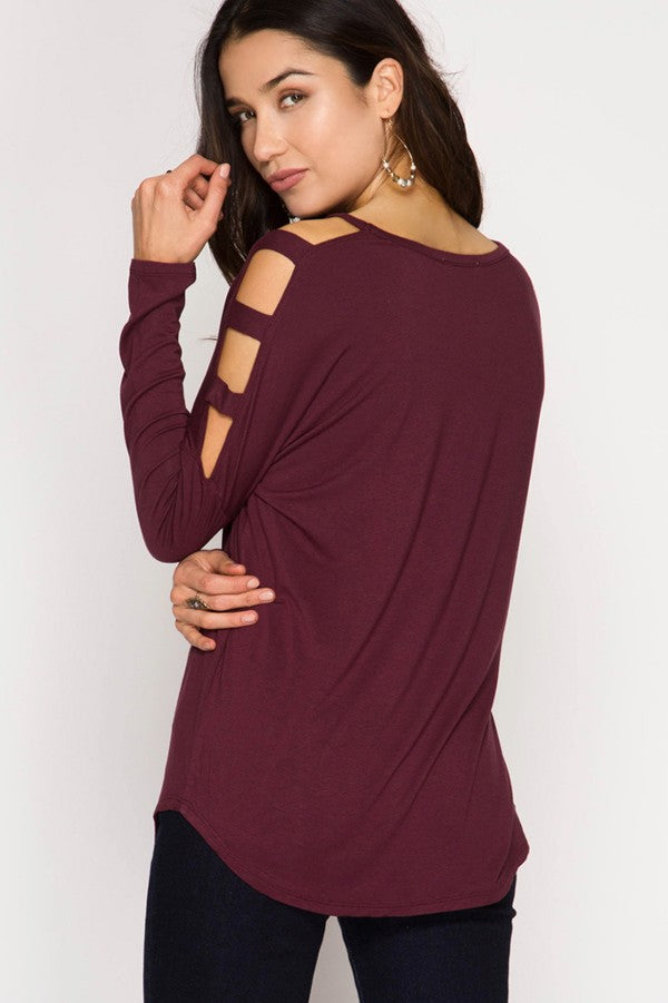 Open Shoulder Top in Red Grape – The Poppy Boutique