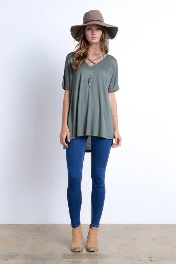 Criss-Cross Short Sleeve Tee // More Color Options – The Poppy Boutique