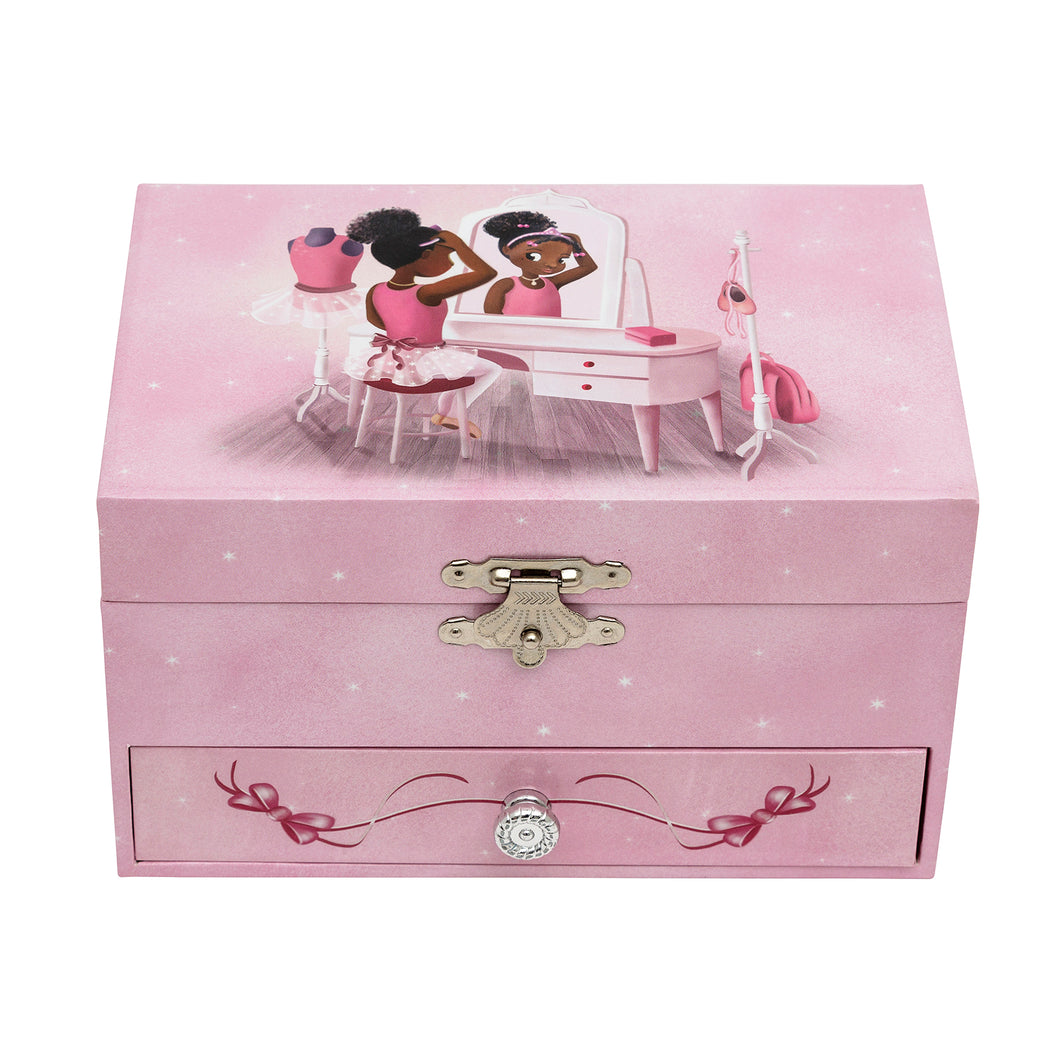 musical jewellery box with dancing doll on it