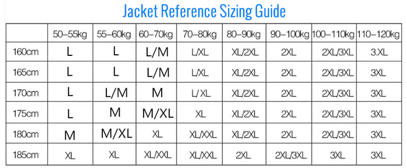 Fishing Jacket Sizing Guide