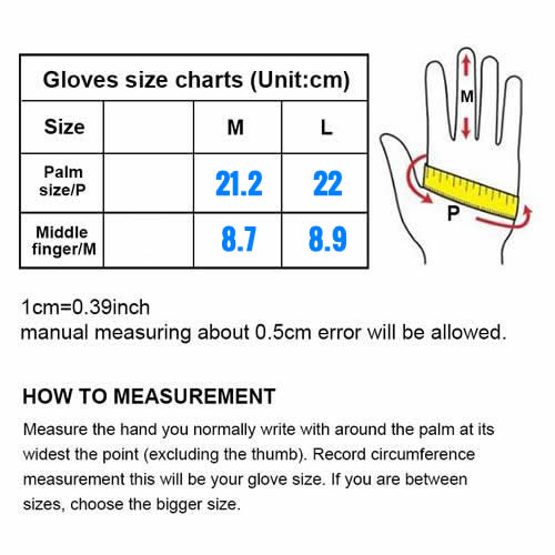 Men's Driving gloves sizing guide