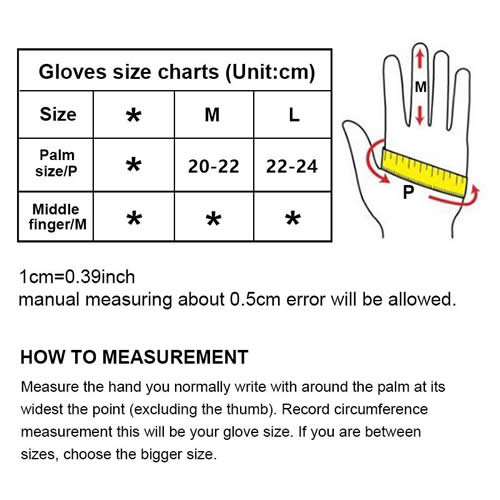 Leather gloves sizing chart