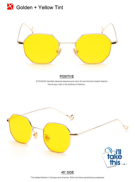 Yellow tinted retro sunglasses