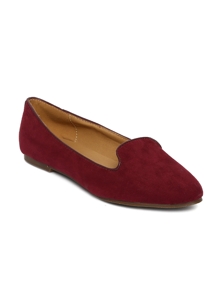 maroon pointed toe flats