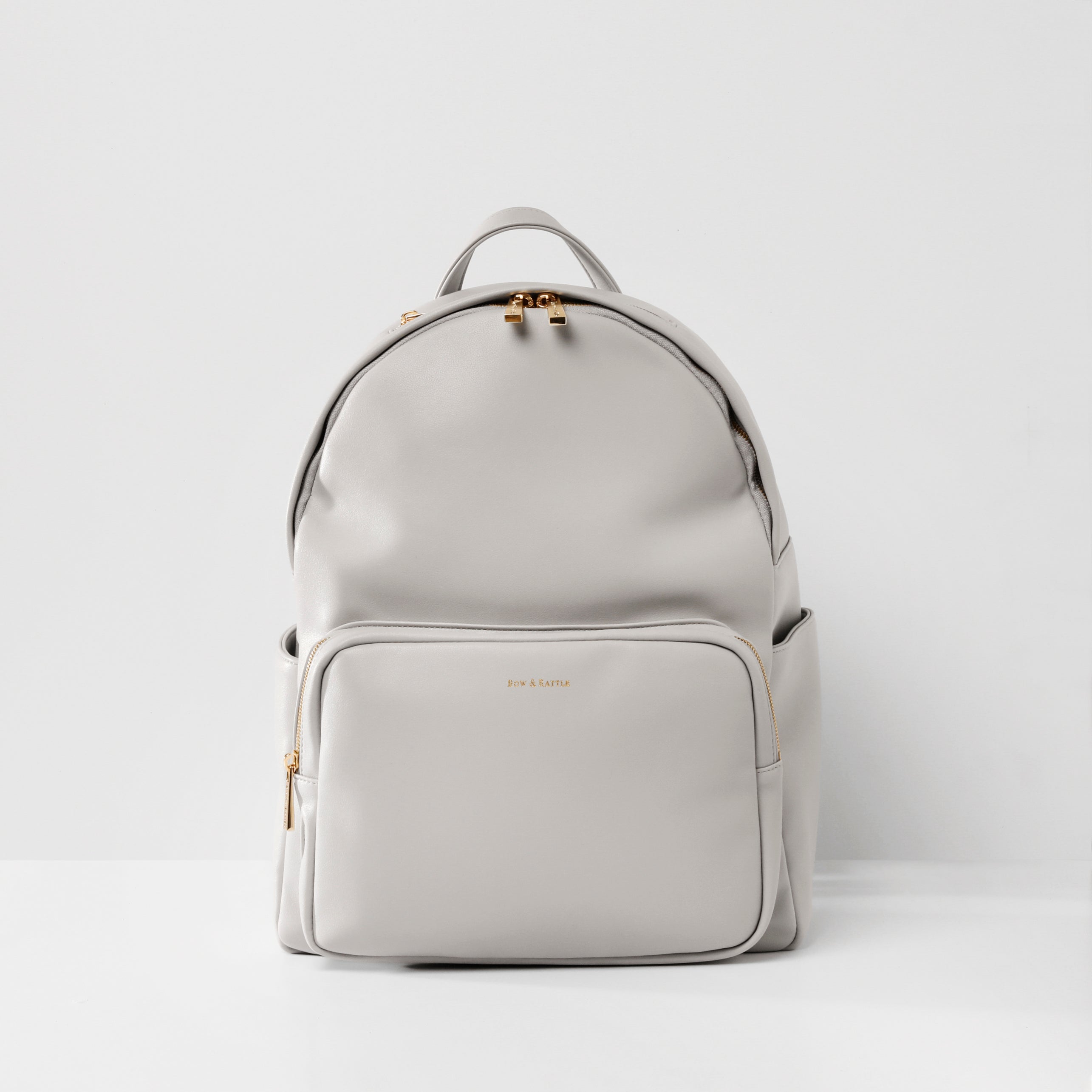 light grey leather backpack