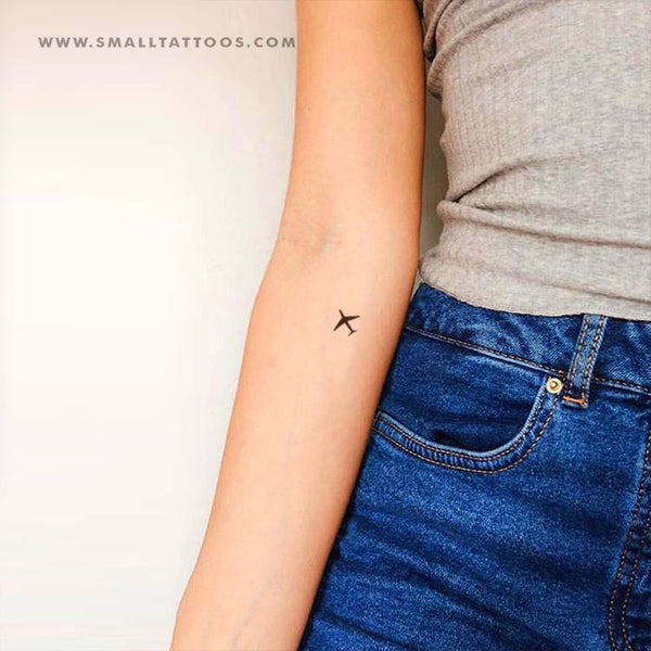 Tiny airplane temporary tattoo