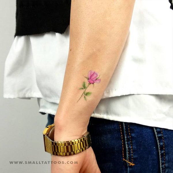 Illustrative pink rose temporary tattoo