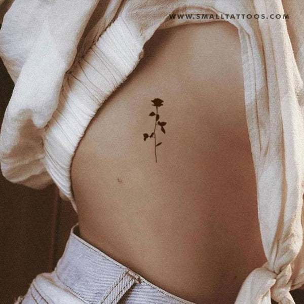 Black rose flower temporary tattoo