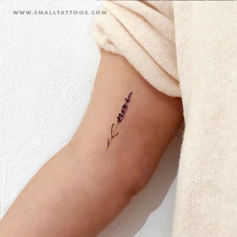 Watercolor lavender temporary tattoo