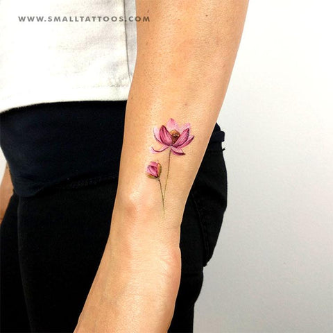 Watercolor lotus temporary tattoo