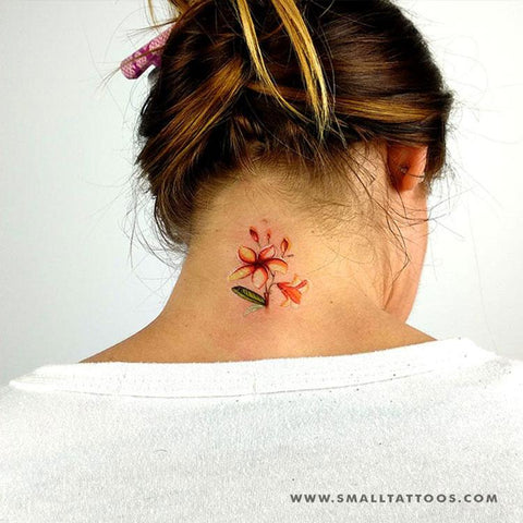 Watercolor plumeria temporary tattoo