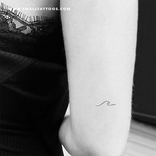 Small minimalist wave temporary tattoo