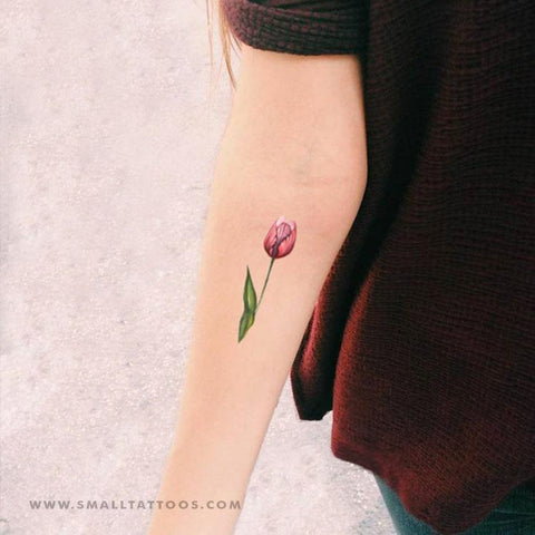Watercolor tulip temporary tattoo
