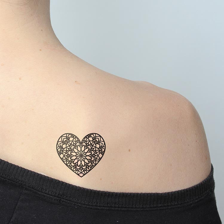 of Temporary 2) Heart (Set Tattoo Mandala