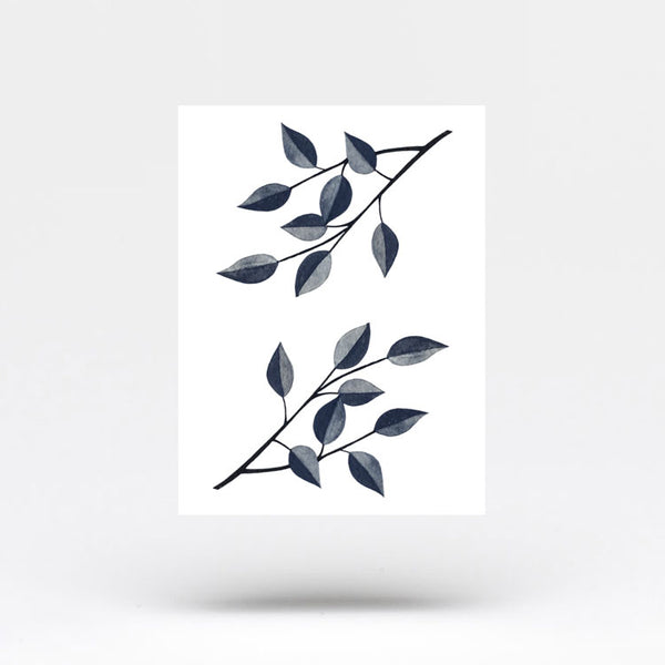 Decorative Green Vines, Leaves with White Berries Temporary Tattoos, Zazzle