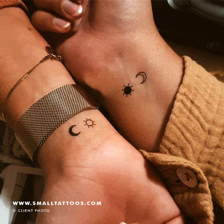 Matching Sun Moon Couples Temporary Tattoos Set Of 2 2 Small Tattoos