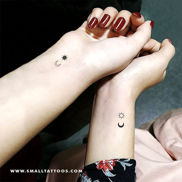 Matching sun and moon tattoo