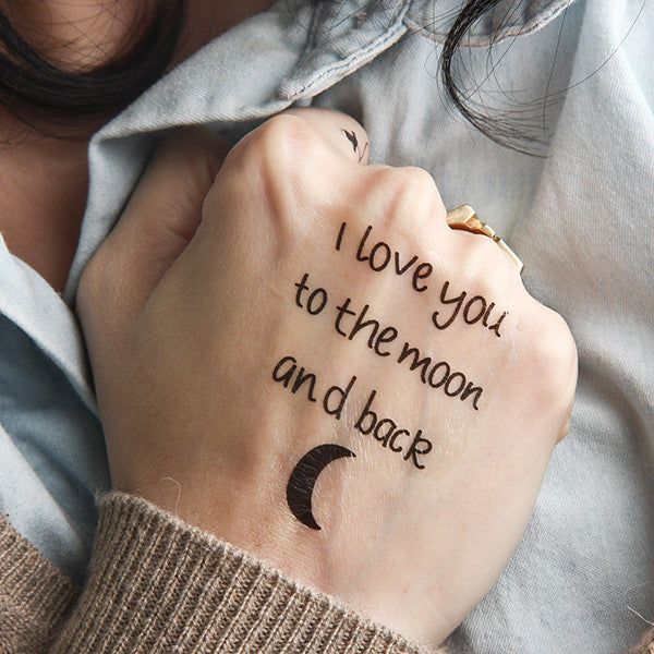 I Love You To The Moon And Back Temporary Tattoo Set Of 3 Small Tattoos