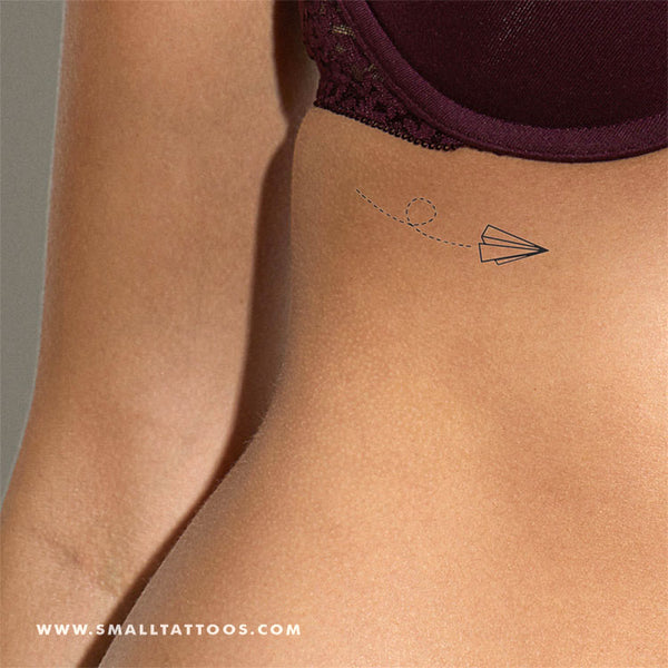 Paper Plane and Airplane Shadow Temporary Tattoo (Set of 3) – Small Tattoos