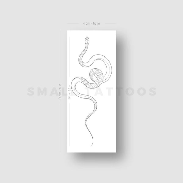 Fine line snake tattoo on the back