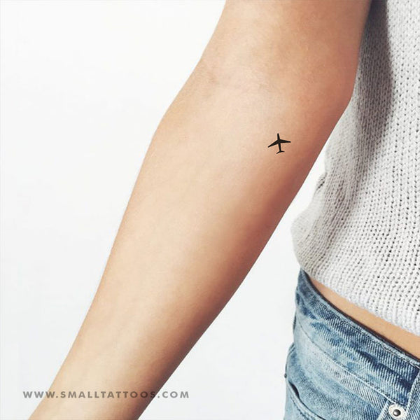 Minimalistic style heart and airplane temporary tattoo