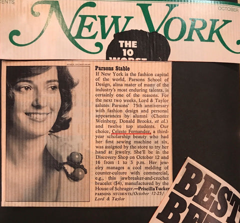 Designer Profile - Celeste Fernandez (early newspaper clipping)