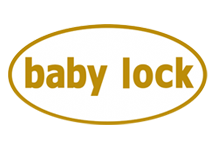 Baby Lock logo with gold words and white background