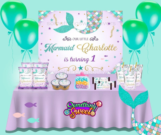 Mermaid Theme Backdrop - FREE SHIPPING | Something Sweet Party Favors