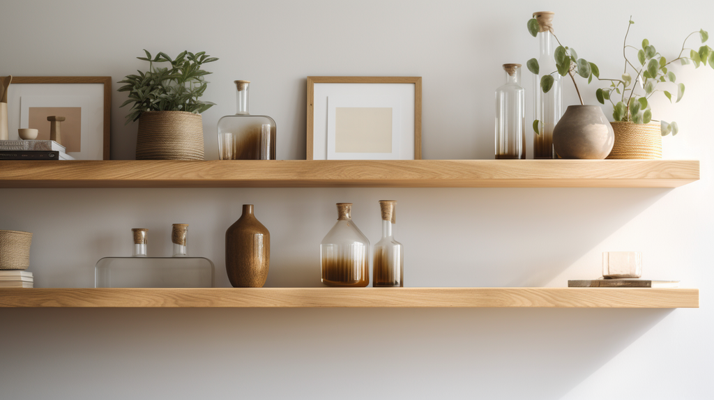 Chunky oak wood floating shelves