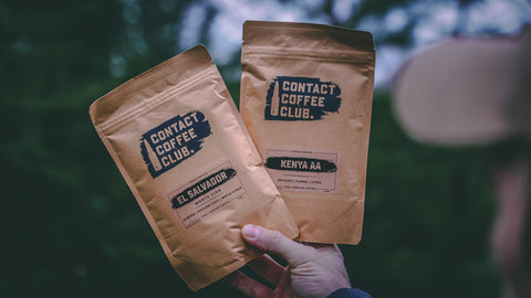 free monthly coffee subscription bags being held