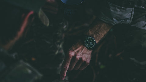 elliot brown watch being worn by a soldier map reading