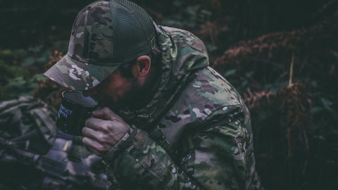 soldier drinking coffee