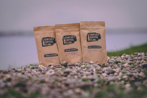 coffee subscription free bags on a beach