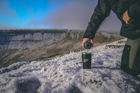 making coffee on the mountains in brecon