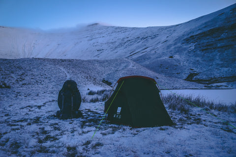 wild camping set up in the brecon beacons