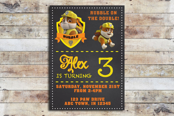 paw patrol marshall birthday invitations