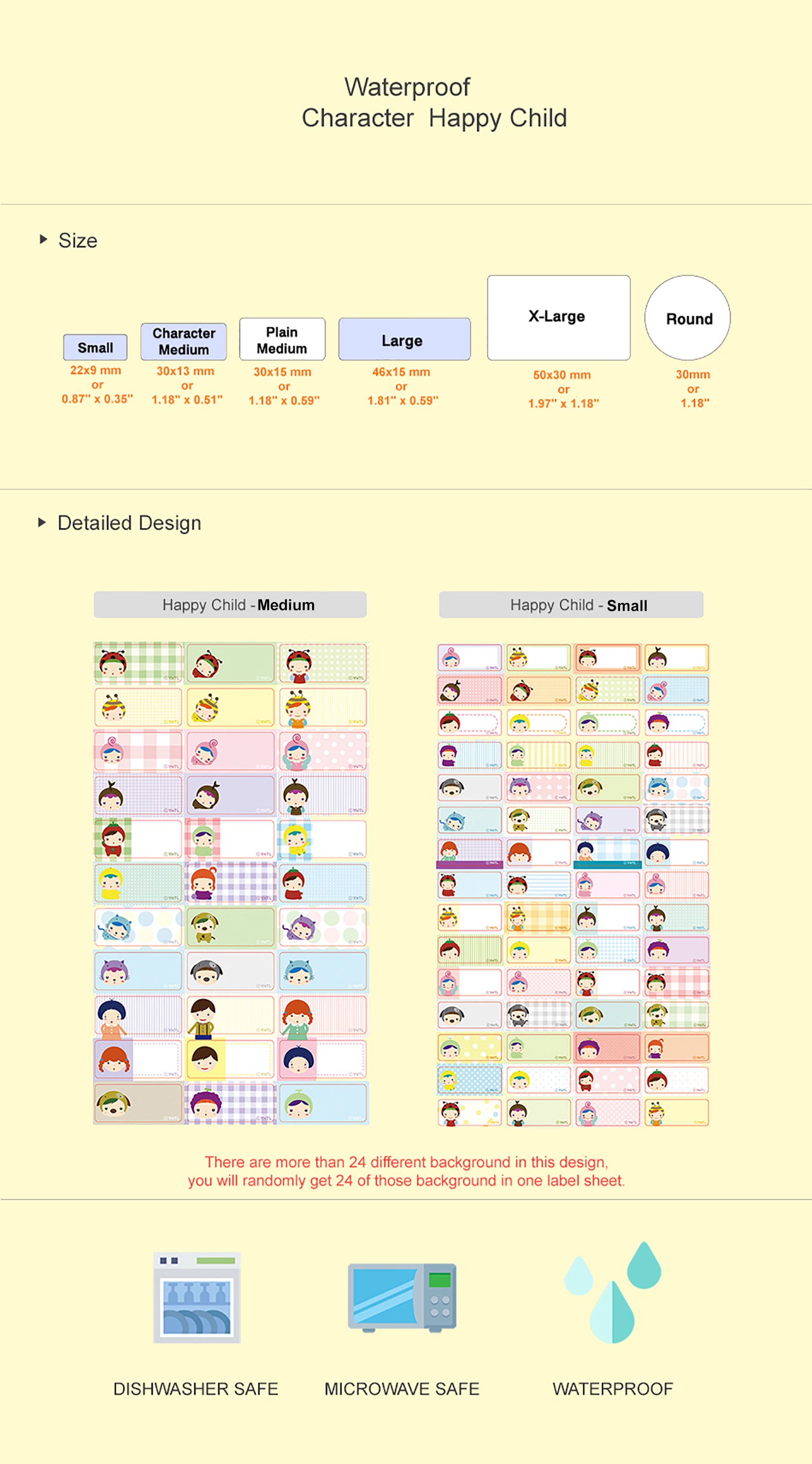 Waterproof Name Labels, Name Sticker, Character Labels, Happy Child Cute Name Labels