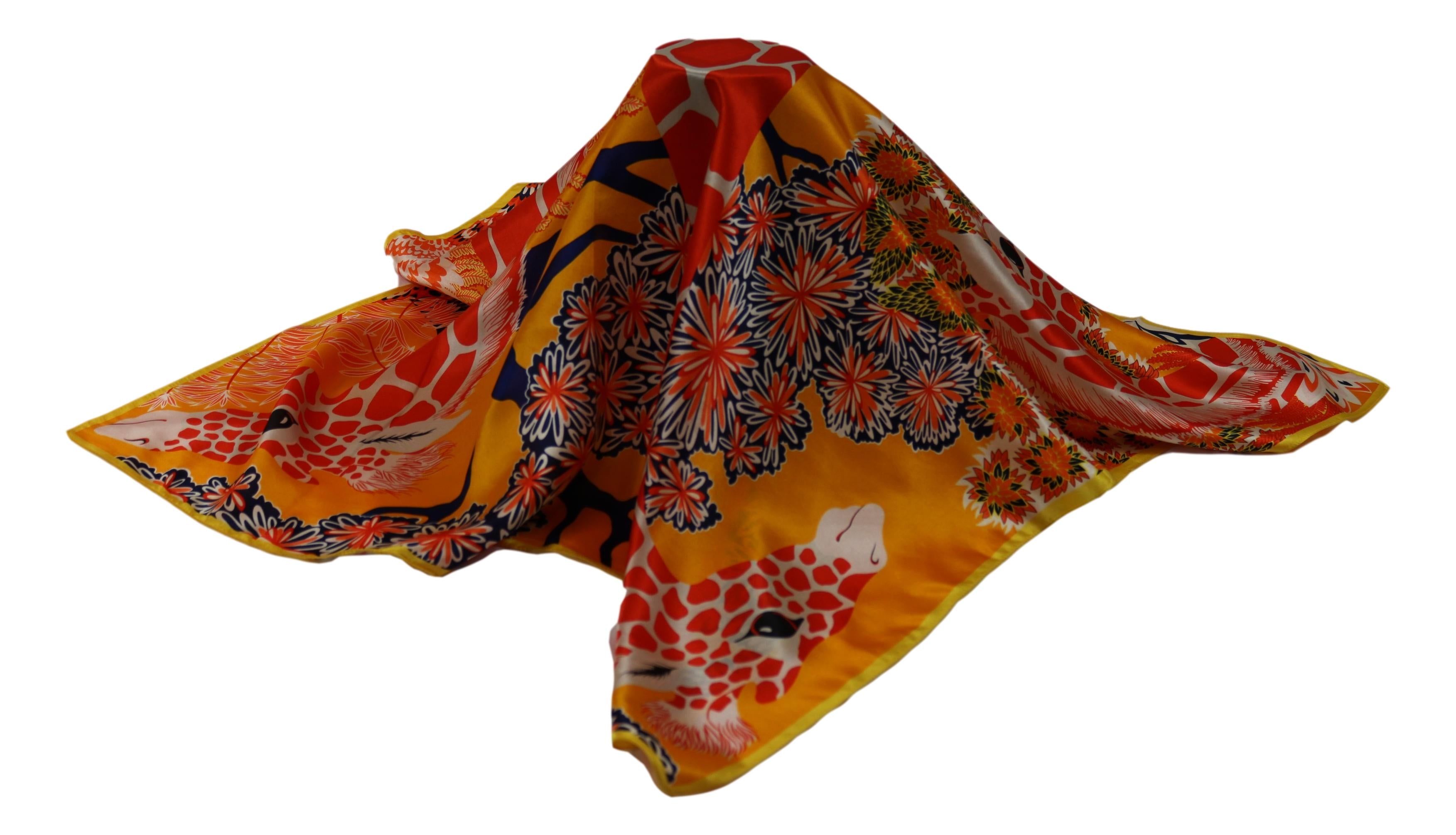Large Square Silk Scarf Orange Theme Giraffe Print SZD302 – Yangtze Store