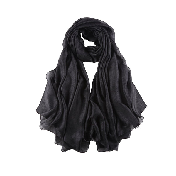 Extra Wide Flax Feel Scarf Solid Black Color FLX008 – Yangtze Store