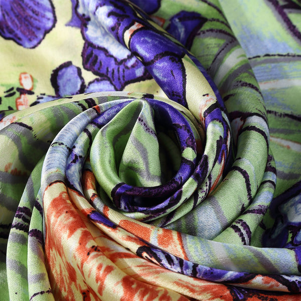 Large Square Silk Scarf Blue and Green Van Gogh Painting Irises SZD065 ...