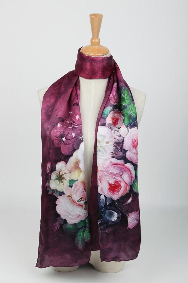burgundy floral scarf