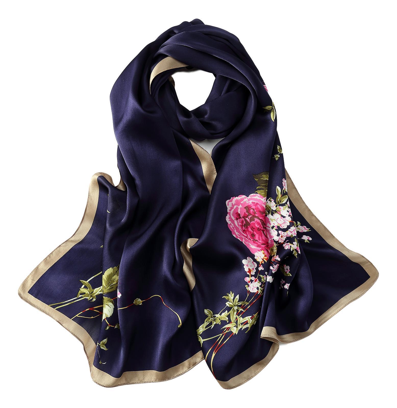 navy silk scarf