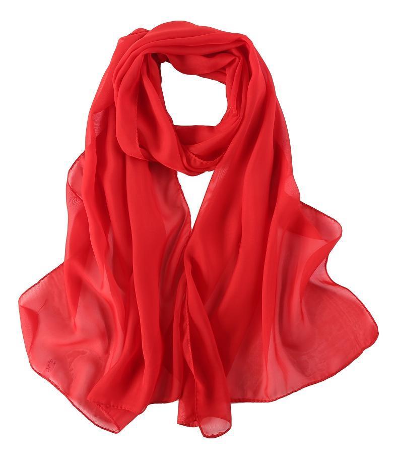 Download Long Chiffon Scarf Solid Red Color CHL406 - Yangtze Store