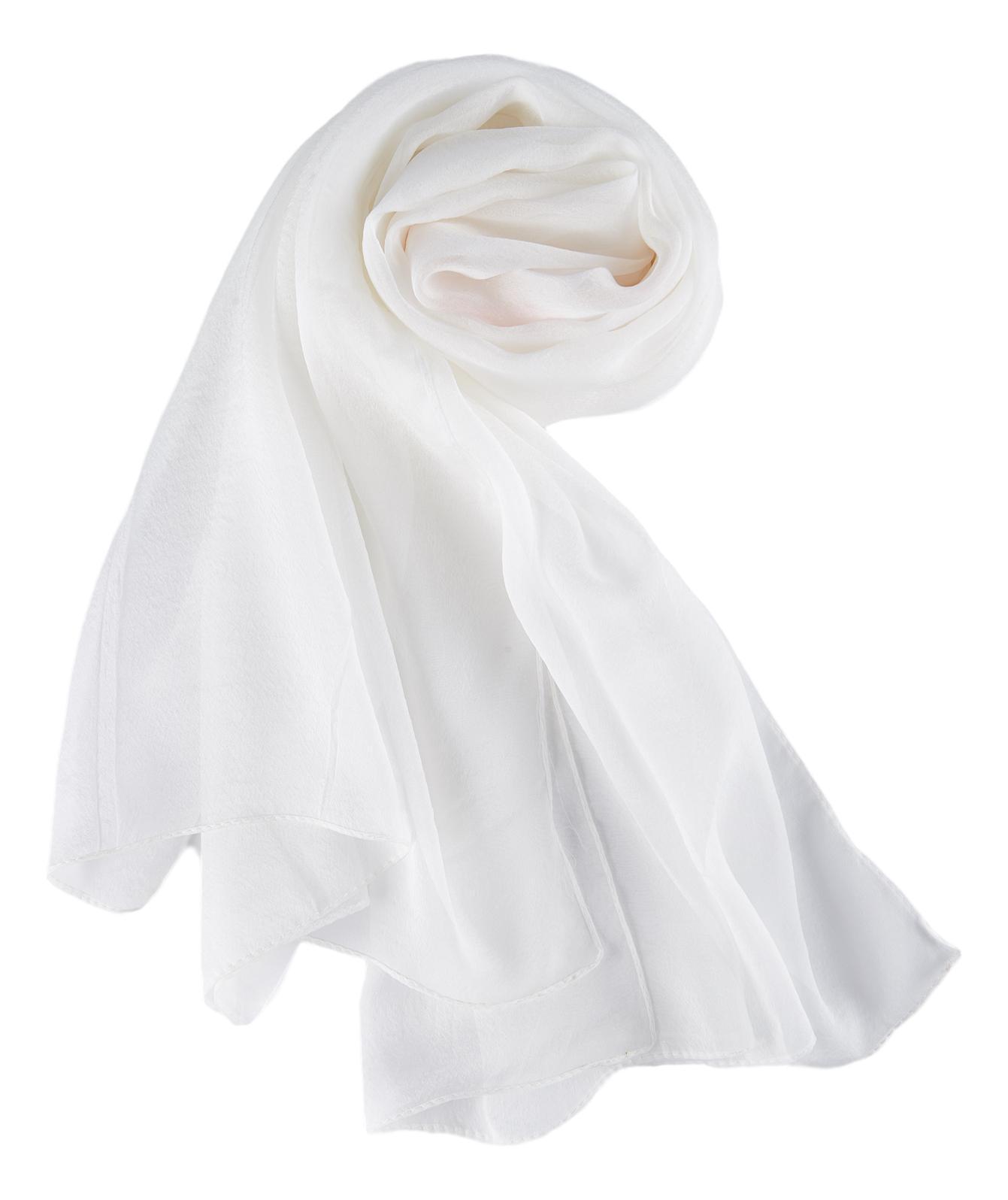 Long Silk Chiffon Scarf Solid White Color SQL201 – Yangtze Store